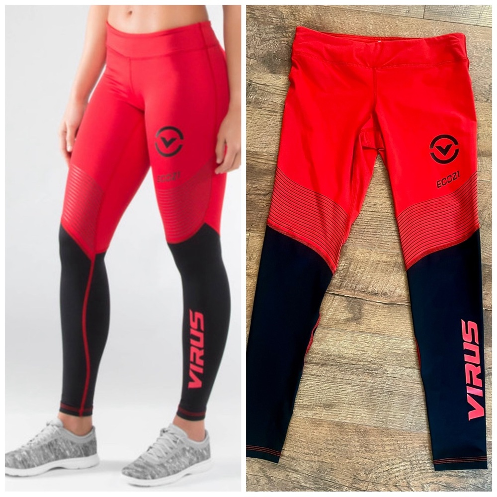 VIRUS V2 Stay Cool Compression Pant in Red and Black Size Small